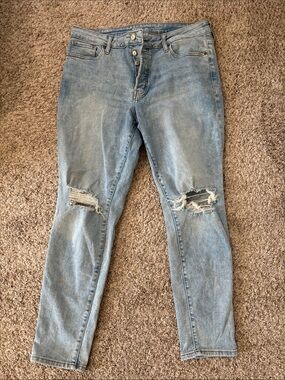 Old navy OG straight LONG Light Wash Distressed Button-Fly Jeans